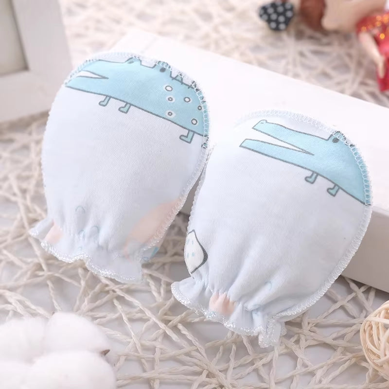 5 Pairs/Lot Newborn Baby Mittens Cotton Cartoon Soft Boys Girls Resuable Gloves 0-3M Baby Girl Boy Head Mittens