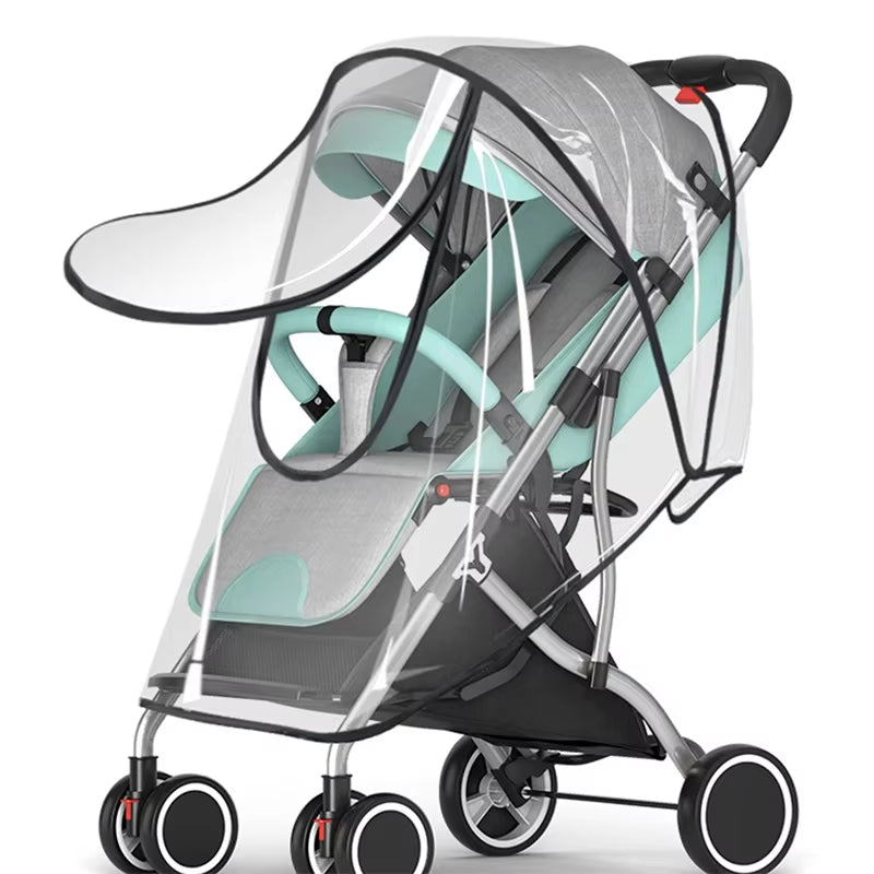 New Universal Stroller Rain Cover Baby Car Weather Wind Sun Shield Transparent Breathable Trolley Umbrella Raincoat Accessories