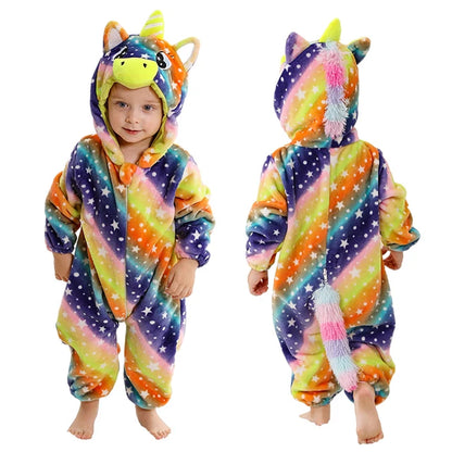 Halloween Winter Baby Rompers Hooded Flannel Toddler Infant Clothes Overall Bodysuits Jumpsuit Costume for Kids Girl Boy