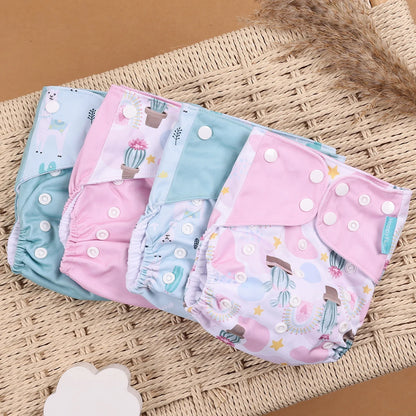 4Pcs/Set Eco-Friendly Cloth Diaper Ecological Reusable Baby Diapers