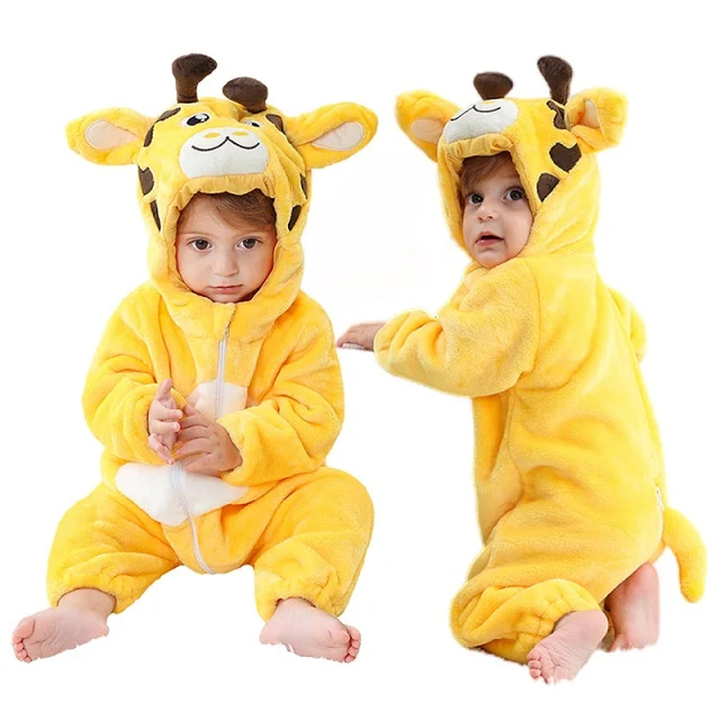 Halloween Winter Baby Rompers Hooded Flannel Toddler Infant Clothes Overall Bodysuits Jumpsuit Costume for Kids Girl Boy