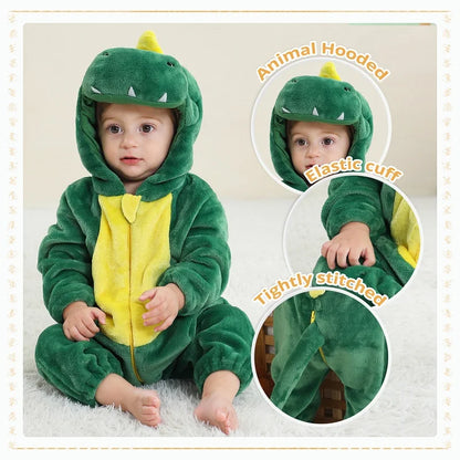 Halloween Winter Baby Rompers Hooded Flannel Toddler Infant Clothes Overall Bodysuits Jumpsuit Costume for Kids Girl Boy