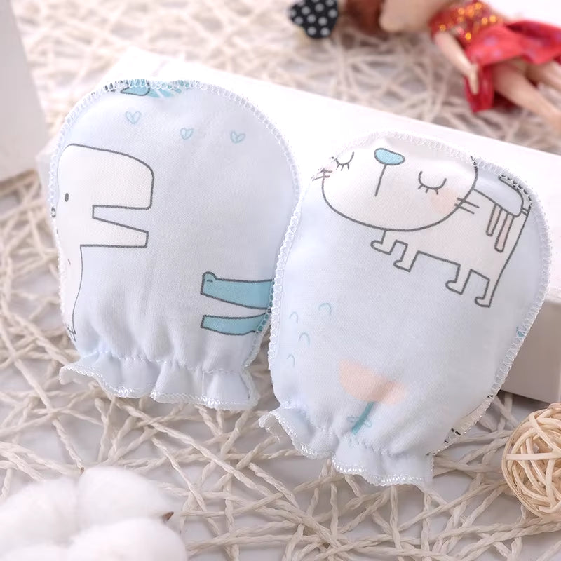 5 Pairs/Lot Newborn Baby Mittens Cotton Cartoon Soft Boys Girls Resuable Gloves 0-3M Baby Girl Boy Head Mittens