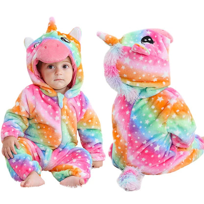 Halloween Winter Baby Rompers Hooded Flannel Toddler Infant Clothes Overall Bodysuits Jumpsuit Costume for Kids Girl Boy