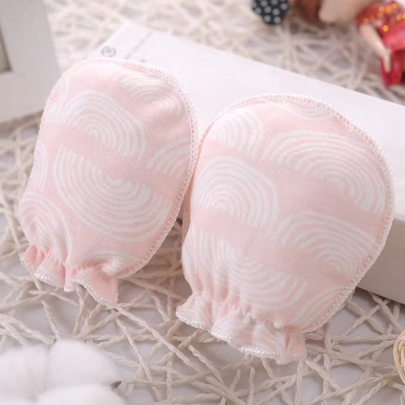 5 Pairs/Lot Newborn Baby Mittens Cotton Cartoon Soft Boys Girls Resuable Gloves 0-3M Baby Girl Boy Head Mittens