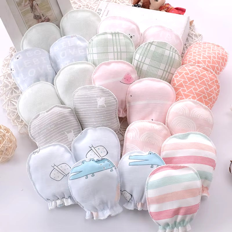 5 Pairs/Lot Newborn Baby Mittens Cotton Cartoon Soft Boys Girls Resuable Gloves 0-3M Baby Girl Boy Head Mittens