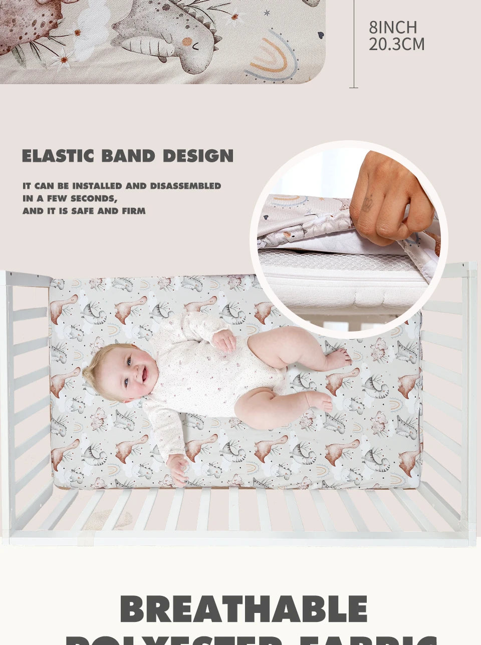 Drap housse de lit bébé 70 x 130 cm