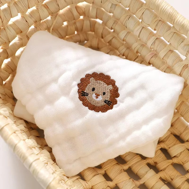 6 Layer Cotton Embroidery Baby Saliva Towels Hand Face Wipes Newborn Bib Kids Handkerchief Toddler Soft Washcloth Burp Cloth